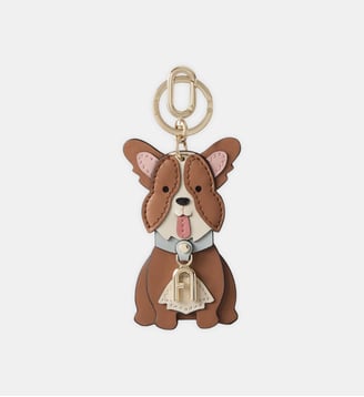 Porte-clés Allegra Corgi en cuir - Furla - Marron et blanc