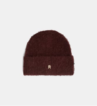Bonnet en maille monogramme  - Tommy Hilfiger - Bordeaux