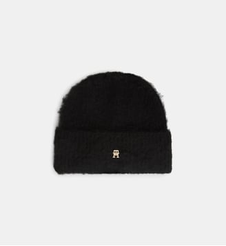 Bonnet en maille monogramme  - Tommy Hilfiger - Noir