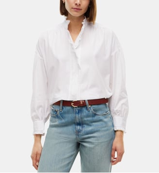 Blouse en popeline à volants - Tommy Hilfiger - Blanc