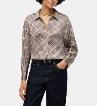 Chemise fluide à manches longues - Tommy Hilfiger - Marron et blanc