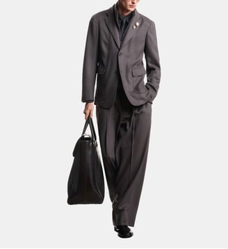 Blazer droit col montant zippé en laine - Emporio Armani - Magnet
