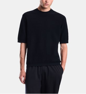 Pull droit manches courte à motif en coton - Emporio Armani - Multicolore