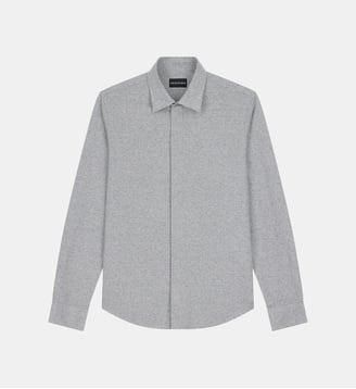 Chemise droite en coton à motif - Emporio Armani - Gris