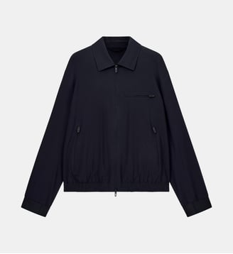 Blouson droit fermeture à glissière - Emporio Armani - Bleu marine