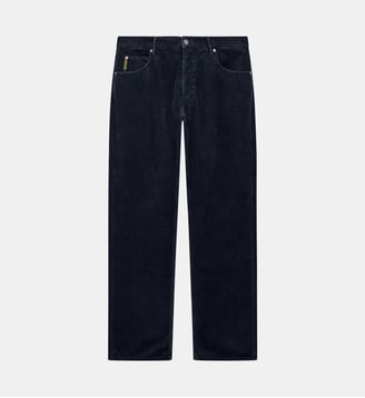 Pantalon droit côtelé en coton - Emporio Armani - Dark navy