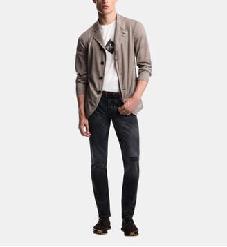 Blazer droit fermeture boutonnée en laine - Emporio Armani - Gris