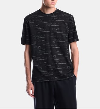 T-shirt droit monogramme - Emporio Armani - Noir nuit