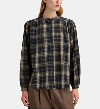 Chemise Jagger check coton - By Bar Amsterdam - Bleu marine et marron