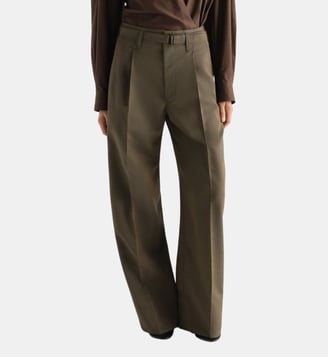 Pantalon large à plis en mélange de laine - Lemaire - Bronze
