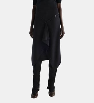 Jupe mi-longue boutonnée en laine - Lemaire - Black