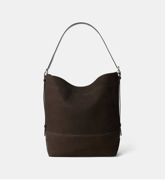 Sac cabas Belted Tote en nubuck - Lemaire - Ebony brown