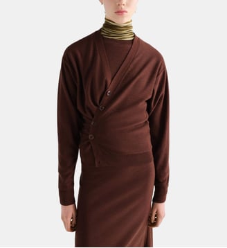 Cardigan Relaxed Twisted en laine - Lemaire - Acajou