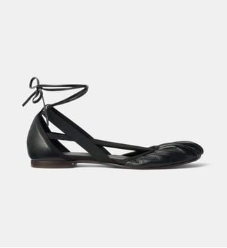 Ballerines Pedille en cuir à liens  - Lemaire - Black