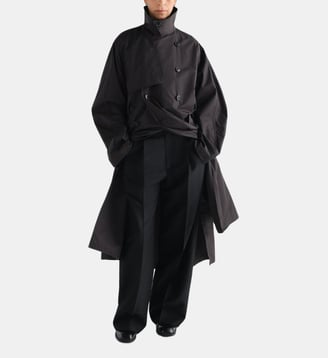 Trench coat droit en coton mélangé - Lemaire - Noir
