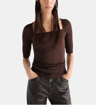 Top à manches 3/4 en maille - Lemaire - Praline