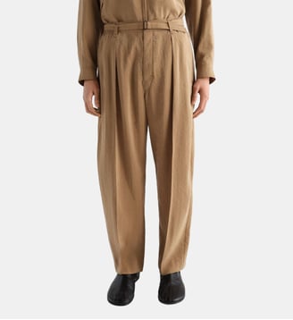 Pantalon ceinturé en soie  - Lemaire - Toffee