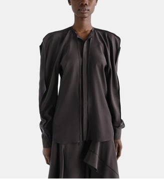 Blouse droite superposée en soie mélangée - Lemaire - Noir