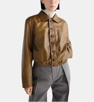 Blouson court en cuir - Lemaire - Jaune moutarde