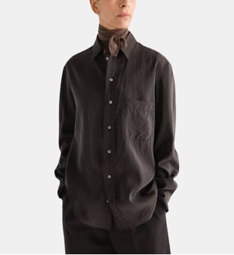 Chemise droite en soie - Lemaire - Marron