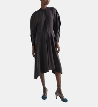 Robe midi ample en mélange de soie - Lemaire - Marron