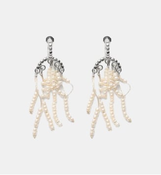 Boucles d'oreilles pendantes Short Glass Bead Tassel - Lemaire - Beige