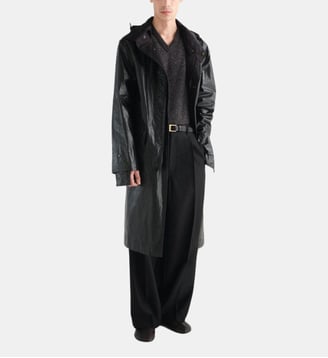 Imperméable droit et mi-long capuche en coton mélangé - Lemaire - Noir
