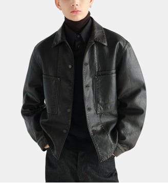 Surchemise droite en cuir - Lemaire - Noir