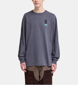 T-shirt ample coton bio manches longues imprimé fantaisie - Element - Bleu foncé
