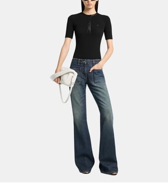 Pantalon flare en denim - Courrèges - Bleu vintage