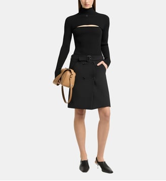 Pull col montant Slash en maille côtelée - Courrèges - Black