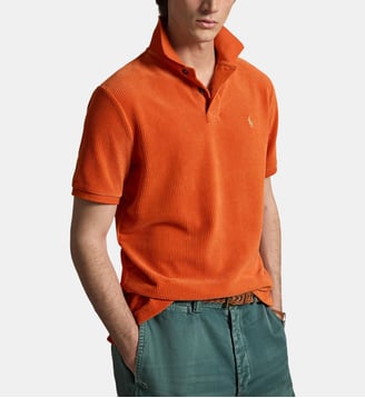 Polo droit côtelé signature en coton mélangé - Polo Ralph Lauren - Orange
