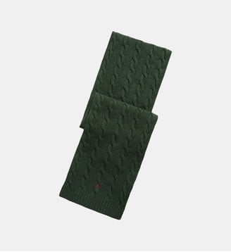 Écharpe laine et cachemire torsadés - Polo Ralph Lauren - Vert forêt