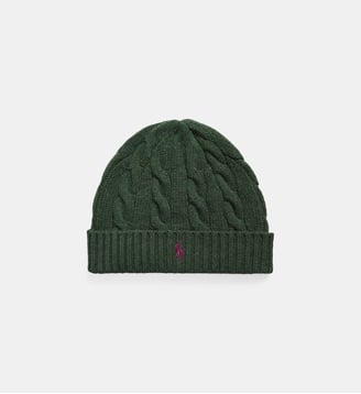 Bonnet en maille torsadée laine et cachemire - Polo Ralph Lauren - Vert sapin