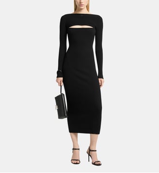 Robe longue Slash en maille côtelée - Courrèges - Black