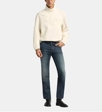 Polaire zippée en laine - Courrèges - Écru