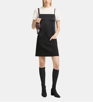 Robe courte bi-matière satin - Courrèges - Black