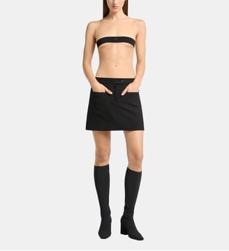 Jupe courte tailleur bi-matière - Courrèges - Black