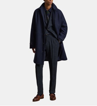 Manteau droit en laine à col chemise - Polo Ralph Lauren - Bleu marine