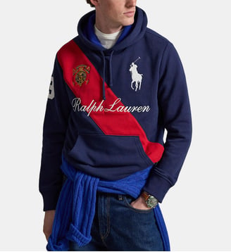 Sweat à capuche droit en coton mélange signature - Polo Ralph Lauren - Bleu et multicolore