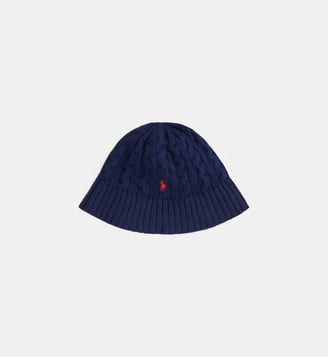 Bonnet torsadé signature en laine mélangée - Polo Ralph Lauren - Bleu marine
