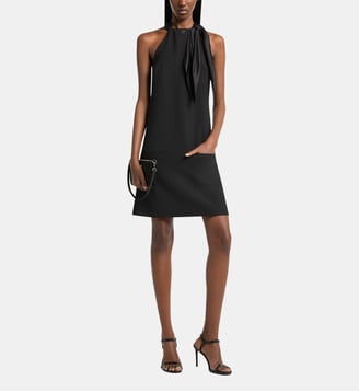 Robe courte trapèze nouée  - Courrèges - Black