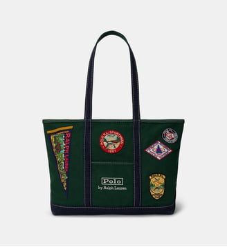 Cabas en toile à patchs - Polo Ralph Lauren - Vert et bleu