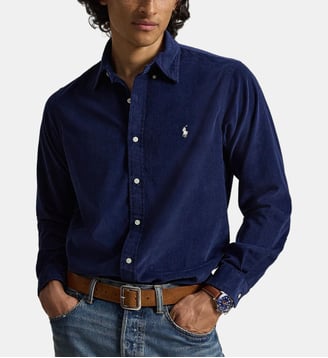Chemise droite en velours côtelé signature - Polo Ralph Lauren - Bleu marine