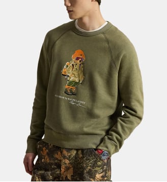 Sweat droit en coton mélangé imprimé signature - Polo Ralph Lauren - Olive