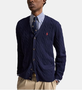 Cardigan ajustée torsadé signature - Polo Ralph Lauren - Bleu marine