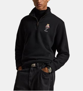 Sweat droit en coton col camionneur signature - Polo Ralph Lauren - Noir