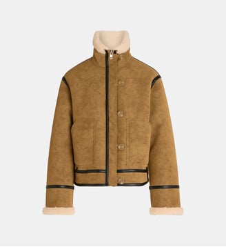 Veste Dara effet daim et col montant  - Stand Studio - Marron clair
