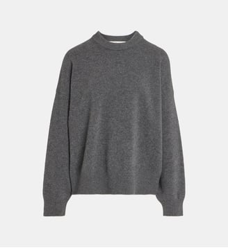 Pull classique ample laine col rond - Rohe - Dark grey melange