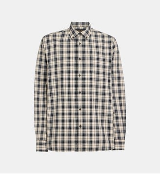 Chemise à carreaux en flanelle de coton - Woolrich - Noir et écru